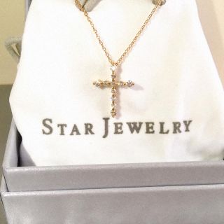 スタージュエリー(STAR JEWELRY)のスタージュエリー k18 ダイヤモンド 0.24ct クロス ネックレス 15万(ネックレス)