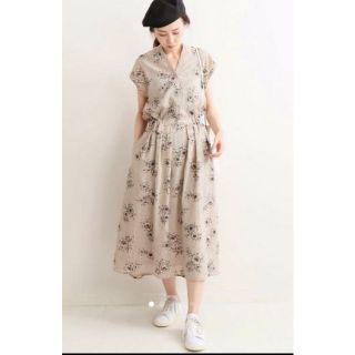 イエナ(IENA)の🌹完売🌹新品【イエナ】ストライプフラワー スキッパーシャツワンピース 36(ロングワンピース/マキシワンピース)