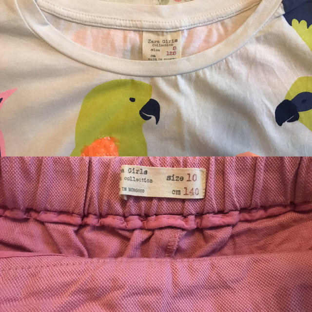 ZARA KIDS(ザラキッズ)のZARA スパンコール 鳥 tシャツ 128 ショートパンツ 麻 140 ピンク キッズ/ベビー/マタニティのキッズ服女の子用(90cm~)(パンツ/スパッツ)の商品写真