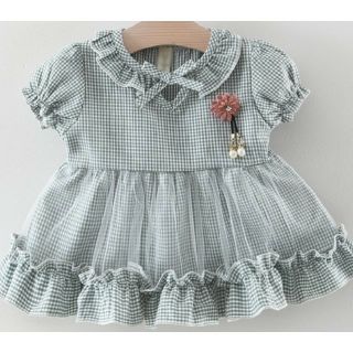 90★新品★グリーンのフリルワンピース(ワンピース)