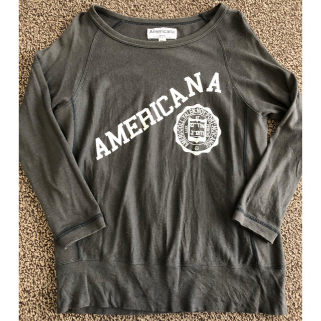 AMERICANA(アメリカーナ)のAMERICANA 七分袖 グレー Tシャツ レディースのトップス(Tシャツ(長袖/七分))の商品写真