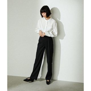 マウジー(moussy)のSTYLEMIXER スタイルミキサー  ハイウエストストレートパンツ　ブラック(カジュアルパンツ)