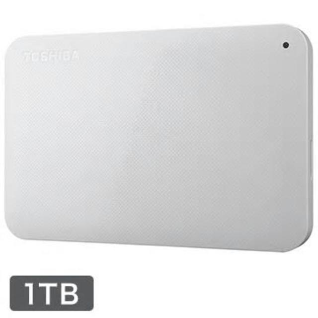 東芝(トウシバ)の新品 東芝 ポータブルHDD 1TB HD-AC10TW 白 スマホ/家電/カメラのPC/タブレット(PC周辺機器)の商品写真