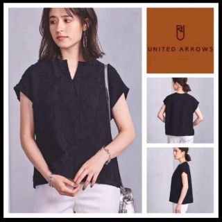 ユナイテッドアローズ(UNITED ARROWS)の18SS◆ユナイテッド アローズ◆ジャカード スリットネック ブラウス 花柄 F(シャツ/ブラウス(半袖/袖なし))