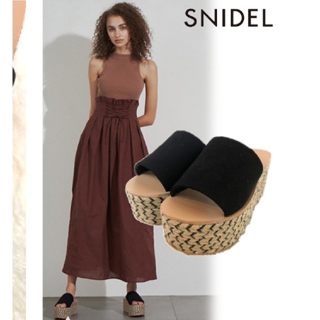 SNIDEL(スナイデル)のMサイズ★SNIDEL ジュートプラットフォームサンダル 黒 レディースの靴/シューズ(サンダル)の商品写真