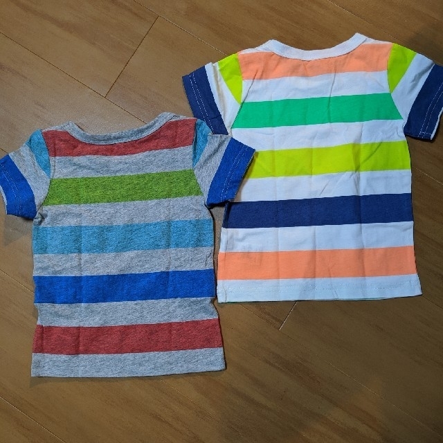 しまむら(シマムラ)のカラフルボーダーTシャツ　2枚セット キッズ/ベビー/マタニティのキッズ服男の子用(90cm~)(Tシャツ/カットソー)の商品写真