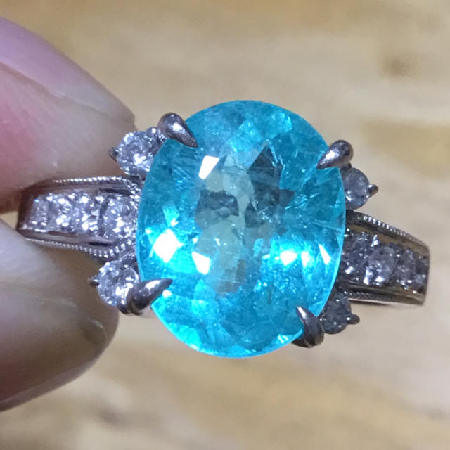 ネオンブルー✨3.66ct❗️パライバトルマリン リング 指輪 15号 鑑別