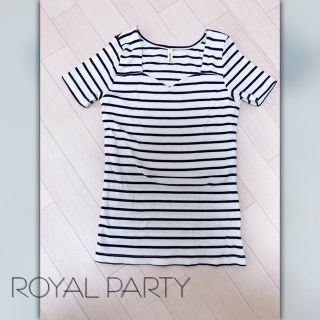 ロイヤルパーティー(ROYAL PARTY)のROYALPARTY★ハートネック半袖ボーダートップス✩.*˚ロイヤルパーティー(カットソー(半袖/袖なし))