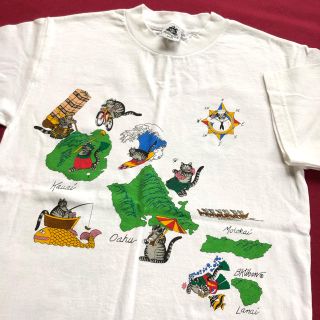 ART VINTAGE - USA製 クリバンキャット ハワイマップ tシャツ 地図