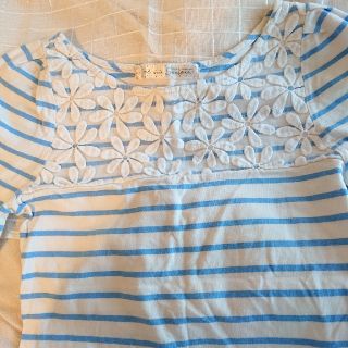 ドットアンドストライプスチャイルドウーマン(Dot&Stripes CHILDWOMAN)の＊ドット&ストライプス チャイルドウーマン＊花柄ストライプカットソー ＊(カットソー(長袖/七分))