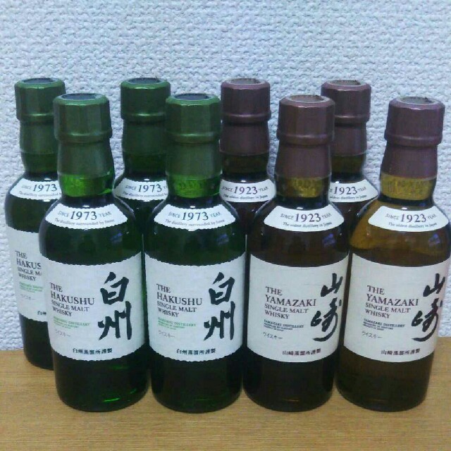 サントリー(サントリー)の山崎 白州 180ml 各4本 計8本セット 食品/飲料/酒の酒(ウイスキー)の商品写真