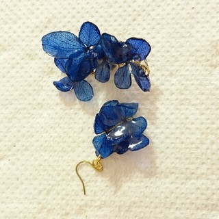 深いブルー紫陽花イヤーカフセット(イヤーカフ)