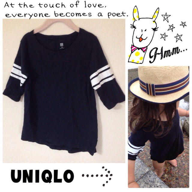 UNIQLO(ユニクロ)のライン七分袖チュニック♡ キッズ/ベビー/マタニティのキッズ服女の子用(90cm~)(Tシャツ/カットソー)の商品写真