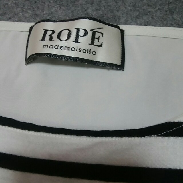ROPE’(ロペ)のROPE ロペ プルオーバー カットソー ボーダー ブラック×ホワイト レディースのトップス(カットソー(半袖/袖なし))の商品写真