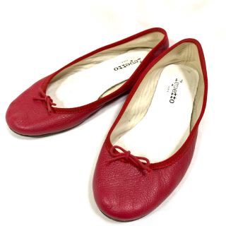 レペット(repetto)のrepetto 約24cm リボンフラットシューズ レザー 赤 サンドリヨン(バレエシューズ)