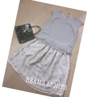 ビームス(BEAMS)のBEAMS  ☆ 36 ☆ S ☆ ワンピース ☆グレー × アイボリー(ひざ丈ワンピース)