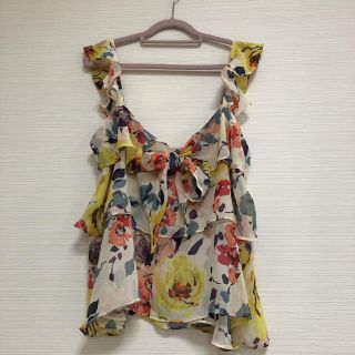 ザラ(ZARA)のZARA 花柄 シフォン フレア キャミソール M(キャミソール)