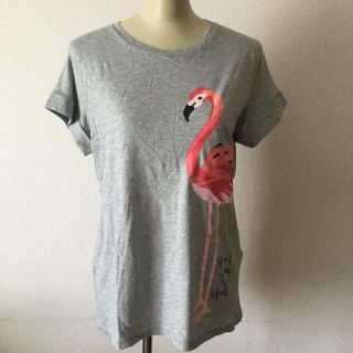 ケイトスペードニューヨーク(kate spade new york)のケイトスペード フラミンゴ Tシャツ グレー 美品 コットン100% Sサイズ(Tシャツ(半袖/袖なし))