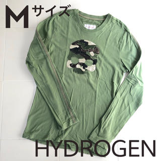 ハイドロゲン(HYDROGEN)のUSED HYDROGEN メンズ スパンコールスカル長袖Tシャツ グリーンM(Tシャツ/カットソー(七分/長袖))