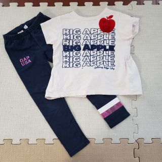 ブリーズ(BREEZE)のギャップ レギンス スパッツ！xs 4～5才 紺 ボーダー。ピンクロンティ！(Tシャツ/カットソー)