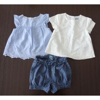 ベビーギャップ(babyGAP)の金曜までお値下げ  babygap ■  アイレット刺繍ブラウス ショートパンツ(ワンピース)