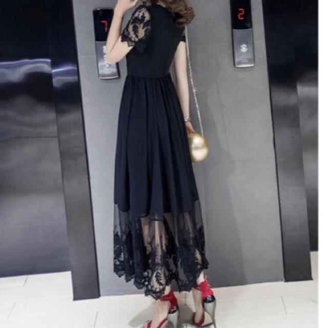 結婚式 パーティードレス ブラック Mサイズ レディースのフォーマル/ドレス(ミディアムドレス)の商品写真