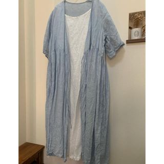 ひざ丈ワンピースnest Robe ネストローブ リネンガーゼカシュクールワンピース