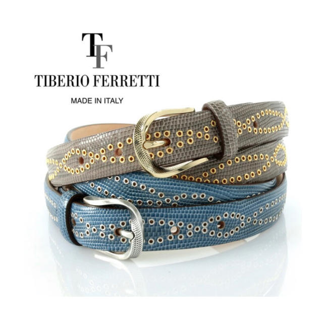 ベルト メンズ リザード型 本革 TIBERIO FERRETTI 25mm幅