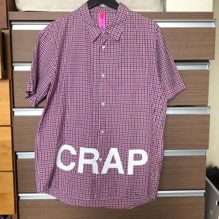 アンダーカバー(UNDERCOVER)のUNDERCOVER CRAP プリントチェックワイシャツ 赤系 Mサイズ(シャツ)