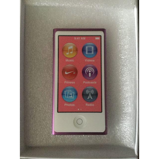 Apple(アップル)の●iPod nano 第7世代 本体 16GB パープル 新品 コード、ケース● スマホ/家電/カメラのオーディオ機器(ポータブルプレーヤー)の商品写真