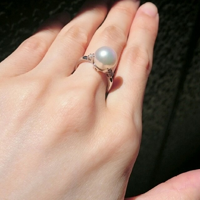 ★かーぼー様専用★Pt900アコヤ真珠＆ダイヤリング レディースのアクセサリー(リング(指輪))の商品写真