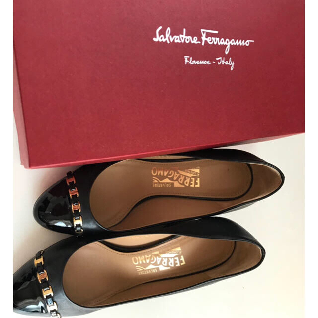 <お値下げ>Ferragamo レザー ウェッジソール ブラック 6.5D