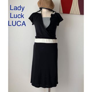 ルカ(LUCA)のてん様専用Lady Luck LUCA モノトーンカシュクールワンピース レトロ(ひざ丈ワンピース)