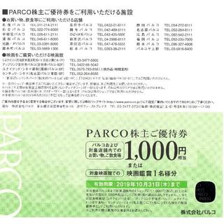 PARCO株主ご優待券　1000円相当２枚(その他)