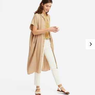 ユニクロ(UNIQLO)のユニクロ リネンブレンドロングシャツ レディース S(シャツ/ブラウス(半袖/袖なし))