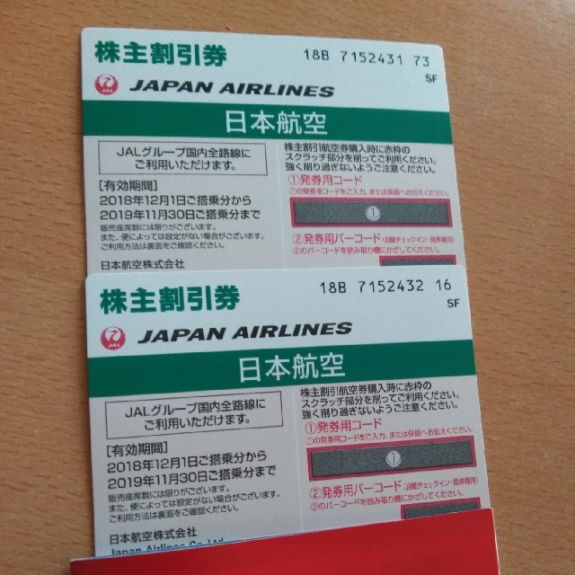 JAL国内線片道半額券（2枚）