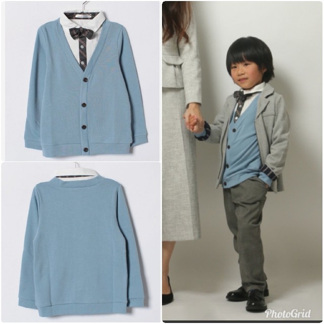 ikka(イッカ)の【新品】ikka フェイクシャツカーディガン 150 青   キッズ/ベビー/マタニティのキッズ服男の子用(90cm~)(ドレス/フォーマル)の商品写真