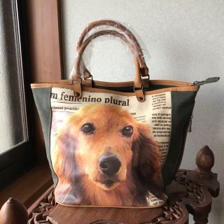 アニヤハインドマーチ(ANYA HINDMARCH)の新品未使用 ミニチュアダックスフントフォト トートバッグ カーキ(トートバッグ)