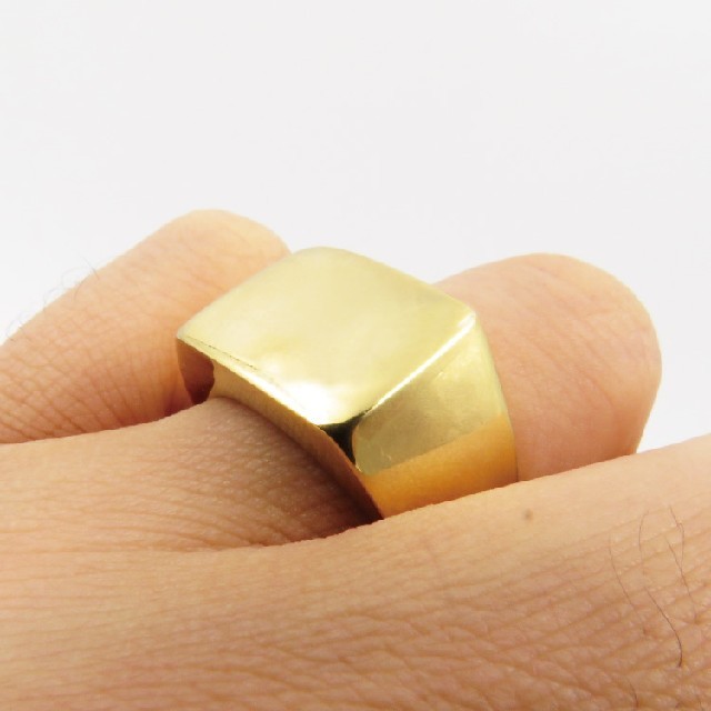 リング 指輪 印台 ゴールド ステンレス 鏡面仕上げ スクエア メンズ メンズのアクセサリー(リング(指輪))の商品写真