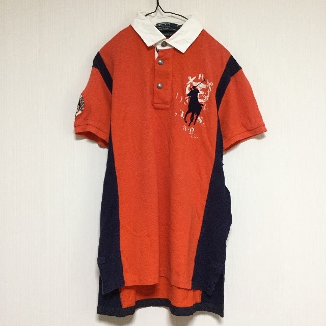 POLO RALPH LAUREN(ポロラルフローレン)のラルフローレン ラガーシャツ ポロシャツ ビックポニー バイカラー オレンジ メンズのトップス(ポロシャツ)の商品写真