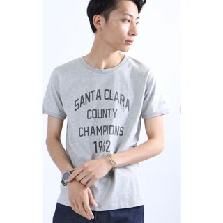 チャンピオン(Champion)の【美品】チャンピオン×フリークストア別注ロチェスタープリントT Mサイズ グレー(Tシャツ/カットソー(七分/長袖))