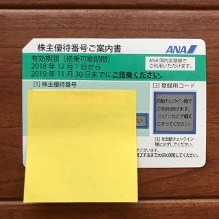 エーエヌエー(ゼンニッポンクウユ)(ANA(全日本空輸))のANA 株主優待券 2019年11月30日まで１枚(その他)