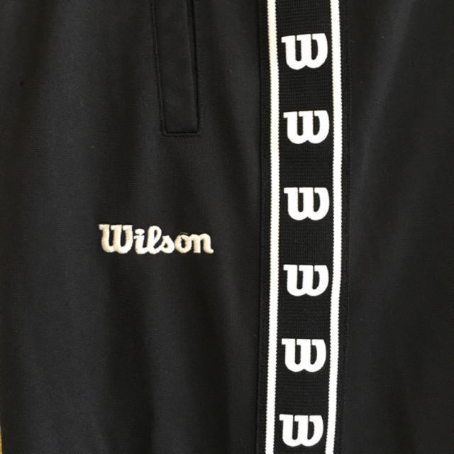 wilson(ウィルソン)の 90's Wilson サイドラインロゴ ジャージ トラックパンツ ブラック メンズのパンツ(その他)の商品写真