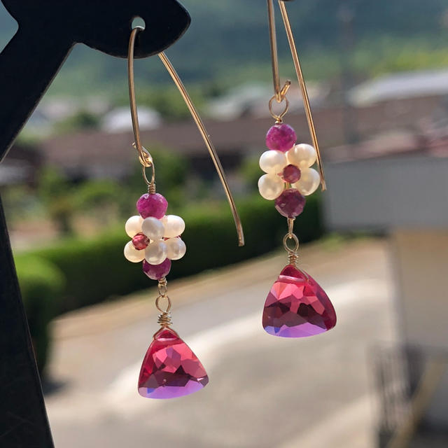 14kgf  Rosa 'Hanagasumi' 花霞 ハンドメイドのアクセサリー(ピアス)の商品写真