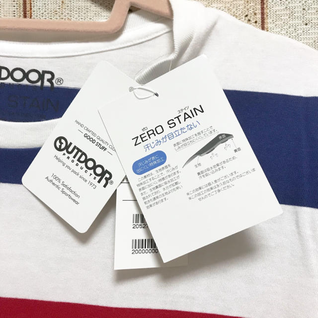 OUTDOOR PRODUCTS(アウトドアプロダクツ)のZORO STAIN汗染み防止ボーダー半袖Ｔシャツ レッド メンズのトップス(Tシャツ/カットソー(半袖/袖なし))の商品写真