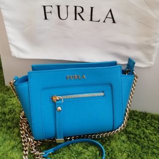 フルラ(Furla)のFURLA　フルラ　チェーンバック　ショルダーバック　青　ブルー(ショルダーバッグ)