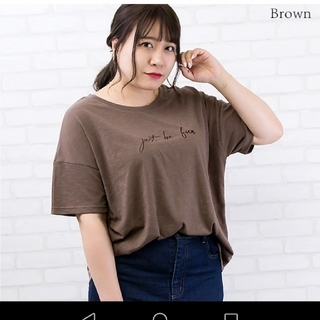 クレット(clette)のクレット　刺繍　Tシャツ　ブラウン　3L(Tシャツ(半袖/袖なし))