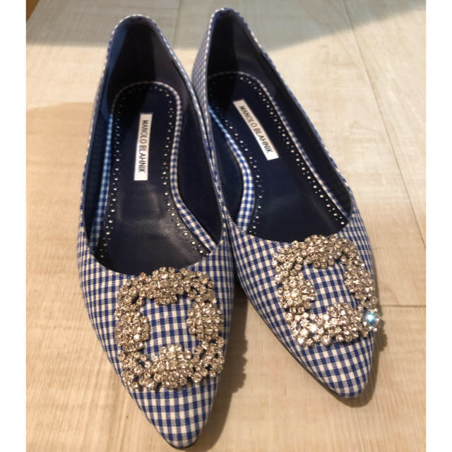 MANOLO BLAHNIK(マノロブラニク)のお最終値下げ【完売】マノロブラニク ハンギシ チェック ブルー レディースの靴/シューズ(ハイヒール/パンプス)の商品写真