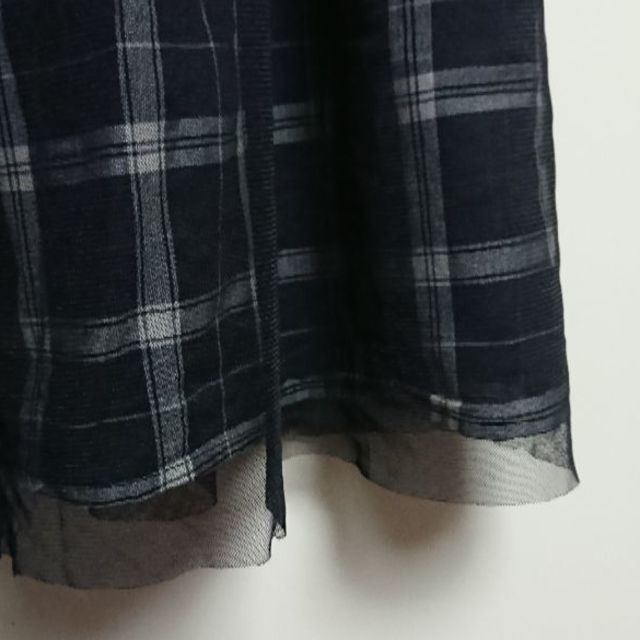 HONEYS(ハニーズ)の黒チェックチュールスカート レディースのスカート(ひざ丈スカート)の商品写真
