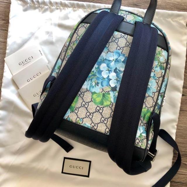 Gucci(グッチ)の新品 GUCCI グッチ ブルームス バックパック ブルー リュック 花柄✩ レディースのバッグ(リュック/バックパック)の商品写真